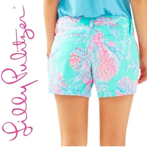 Lilly Pulitzer Callahan Shorts Minty Fresh Fansea Print, Sz 0 - Picture 4 of 10